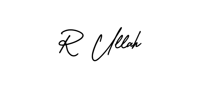 Similarly AmerikaSignatureDemo-Regular is the best handwritten signature design. Signature creator online .You can use it as an online autograph creator for name R Ullah. R Ullah signature style 3 images and pictures png