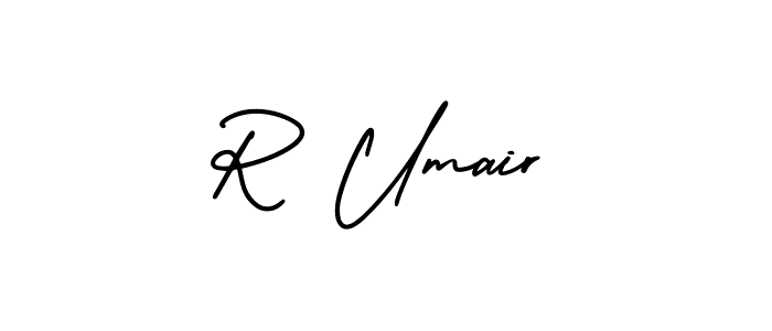 You should practise on your own different ways (AmerikaSignatureDemo-Regular) to write your name (R Umair) in signature. don't let someone else do it for you. R Umair signature style 3 images and pictures png