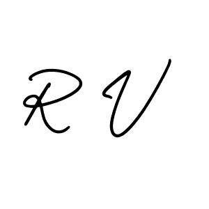 The best way (AmerikaSignatureDemo-Regular) to make a short signature is to pick only two or three words in your name. The name R V include a total of six letters. For converting this name. R V signature style 3 images and pictures png