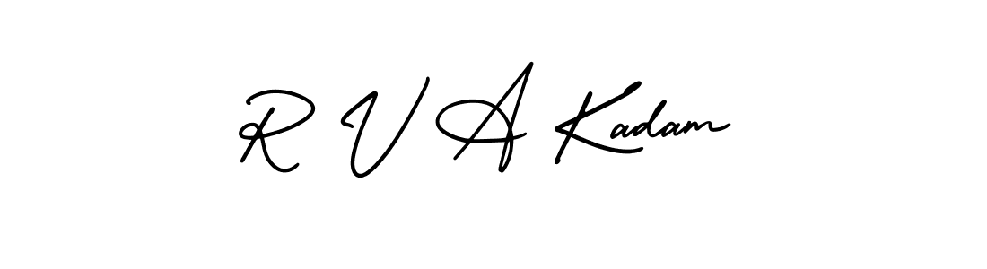 if you are searching for the best signature style for your name R V A Kadam. so please give up your signature search. here we have designed multiple signature styles  using AmerikaSignatureDemo-Regular. R V A Kadam signature style 3 images and pictures png