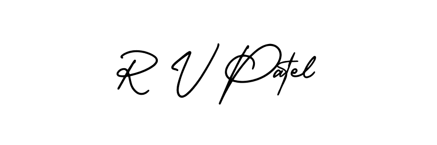 The best way (AmerikaSignatureDemo-Regular) to make a short signature is to pick only two or three words in your name. The name R V Patel include a total of six letters. For converting this name. R V Patel signature style 3 images and pictures png