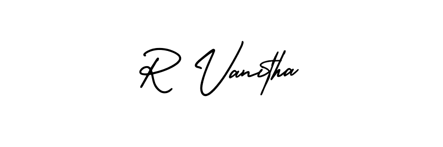 AmerikaSignatureDemo-Regular is a professional signature style that is perfect for those who want to add a touch of class to their signature. It is also a great choice for those who want to make their signature more unique. Get R Vanitha name to fancy signature for free. R Vanitha signature style 3 images and pictures png