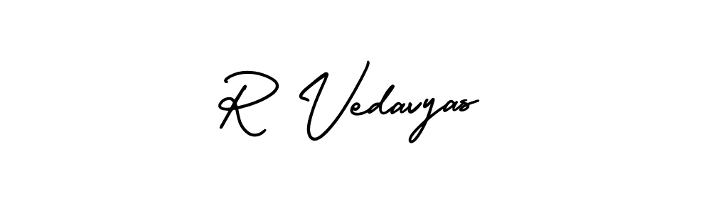 if you are searching for the best signature style for your name R Vedavyas. so please give up your signature search. here we have designed multiple signature styles  using AmerikaSignatureDemo-Regular. R Vedavyas signature style 3 images and pictures png