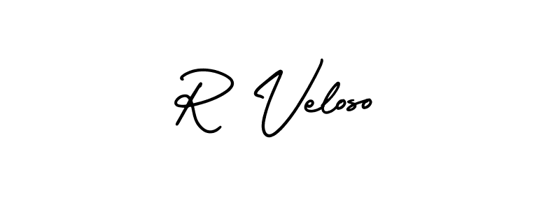 Make a beautiful signature design for name R Veloso. With this signature (AmerikaSignatureDemo-Regular) style, you can create a handwritten signature for free. R Veloso signature style 3 images and pictures png