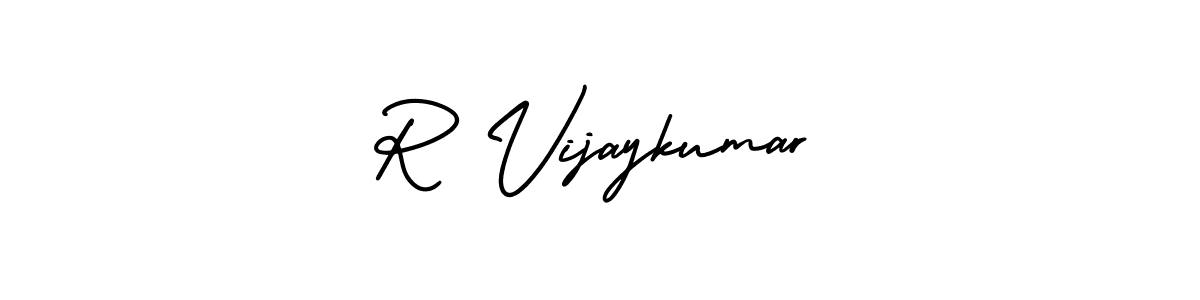 How to make R Vijaykumar name signature. Use AmerikaSignatureDemo-Regular style for creating short signs online. This is the latest handwritten sign. R Vijaykumar signature style 3 images and pictures png