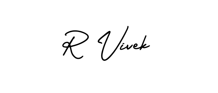 Create a beautiful signature design for name R Vivek. With this signature (AmerikaSignatureDemo-Regular) fonts, you can make a handwritten signature for free. R Vivek signature style 3 images and pictures png