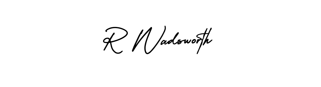 R Wadsworth stylish signature style. Best Handwritten Sign (AmerikaSignatureDemo-Regular) for my name. Handwritten Signature Collection Ideas for my name R Wadsworth. R Wadsworth signature style 3 images and pictures png