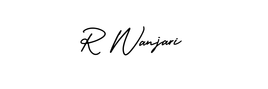 Use a signature maker to create a handwritten signature online. With this signature software, you can design (AmerikaSignatureDemo-Regular) your own signature for name R Wanjari. R Wanjari signature style 3 images and pictures png