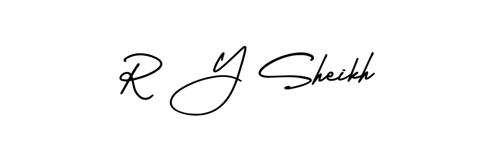 How to Draw R Y Sheikh signature style? AmerikaSignatureDemo-Regular is a latest design signature styles for name R Y Sheikh. R Y Sheikh signature style 3 images and pictures png