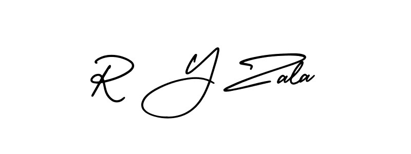 Design your own signature with our free online signature maker. With this signature software, you can create a handwritten (AmerikaSignatureDemo-Regular) signature for name R Y Zala. R Y Zala signature style 3 images and pictures png