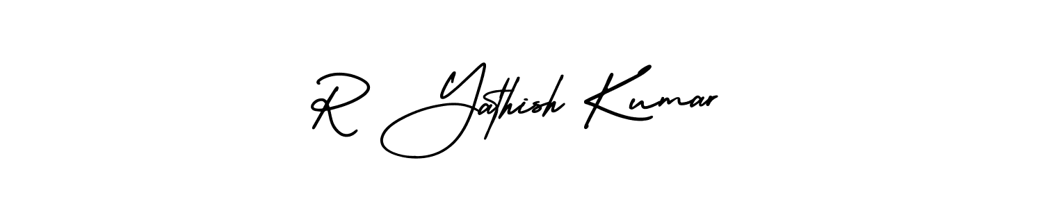 Use a signature maker to create a handwritten signature online. With this signature software, you can design (AmerikaSignatureDemo-Regular) your own signature for name R Yathish Kumar. R Yathish Kumar signature style 3 images and pictures png