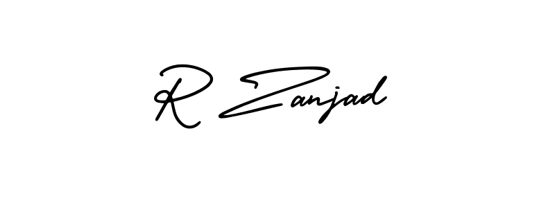 The best way (AmerikaSignatureDemo-Regular) to make a short signature is to pick only two or three words in your name. The name R Zanjad include a total of six letters. For converting this name. R Zanjad signature style 3 images and pictures png