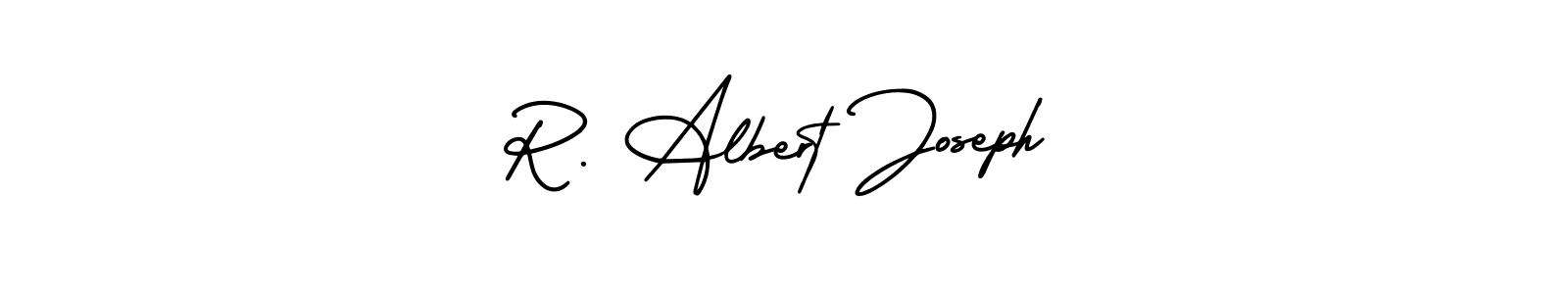 The best way (AmerikaSignatureDemo-Regular) to make a short signature is to pick only two or three words in your name. The name R. Albert Joseph include a total of six letters. For converting this name. R. Albert Joseph signature style 3 images and pictures png