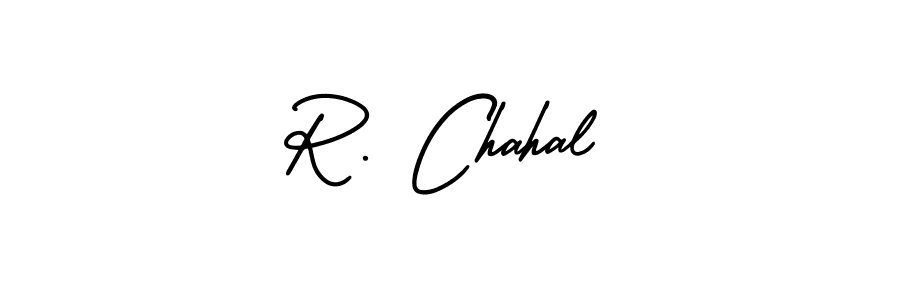 This is the best signature style for the R. Chahal name. Also you like these signature font (AmerikaSignatureDemo-Regular). Mix name signature. R. Chahal signature style 3 images and pictures png