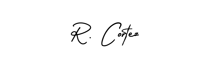 The best way (AmerikaSignatureDemo-Regular) to make a short signature is to pick only two or three words in your name. The name R. Cortez include a total of six letters. For converting this name. R. Cortez signature style 3 images and pictures png