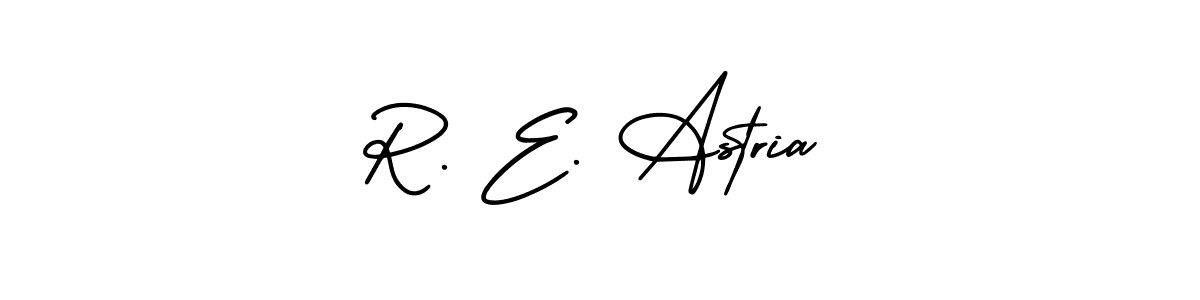 The best way (AmerikaSignatureDemo-Regular) to make a short signature is to pick only two or three words in your name. The name R. E. Astria include a total of six letters. For converting this name. R. E. Astria signature style 3 images and pictures png