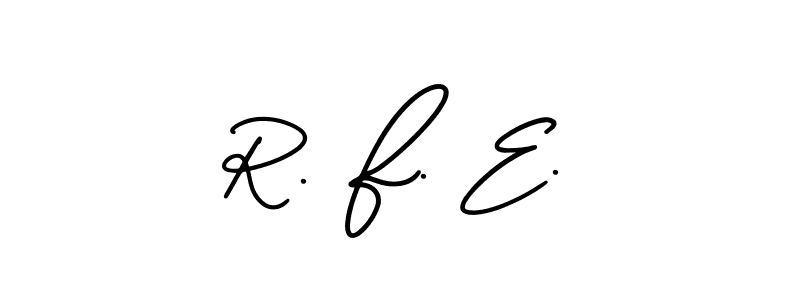 This is the best signature style for the R. F. E. name. Also you like these signature font (AmerikaSignatureDemo-Regular). Mix name signature. R. F. E. signature style 3 images and pictures png