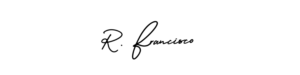 Similarly AmerikaSignatureDemo-Regular is the best handwritten signature design. Signature creator online .You can use it as an online autograph creator for name R. Francisco. R. Francisco signature style 3 images and pictures png