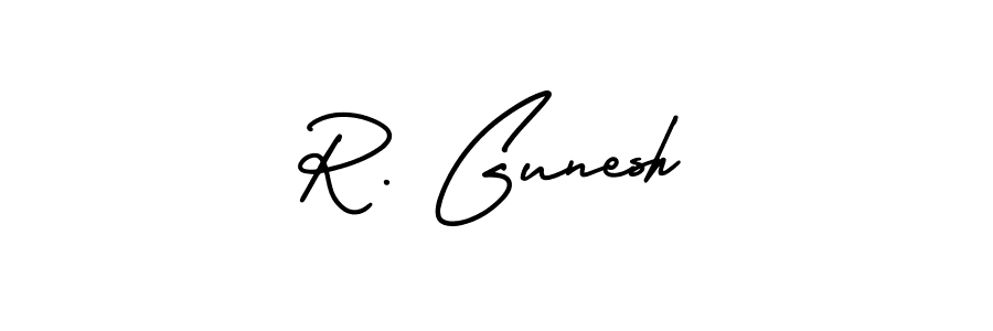 This is the best signature style for the R. Gunesh name. Also you like these signature font (AmerikaSignatureDemo-Regular). Mix name signature. R. Gunesh signature style 3 images and pictures png