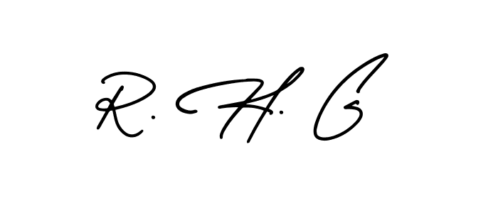 This is the best signature style for the R. H. G name. Also you like these signature font (AmerikaSignatureDemo-Regular). Mix name signature. R. H. G signature style 3 images and pictures png