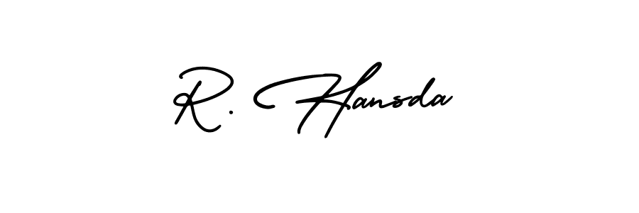 How to Draw R. Hansda signature style? AmerikaSignatureDemo-Regular is a latest design signature styles for name R. Hansda. R. Hansda signature style 3 images and pictures png