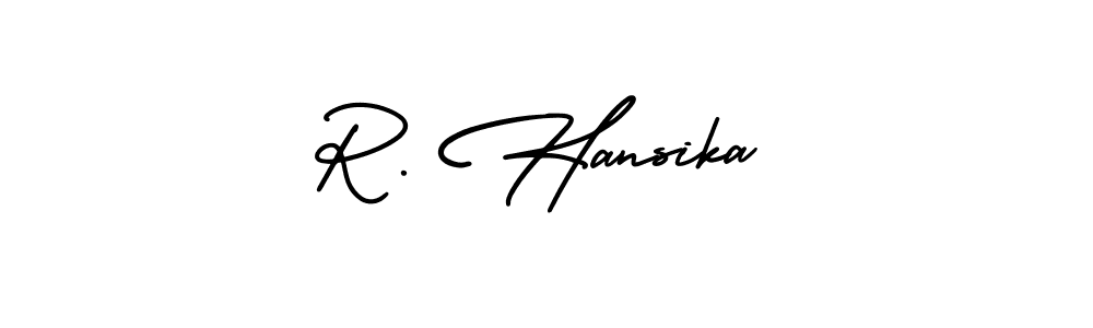 Similarly AmerikaSignatureDemo-Regular is the best handwritten signature design. Signature creator online .You can use it as an online autograph creator for name R. Hansika. R. Hansika signature style 3 images and pictures png