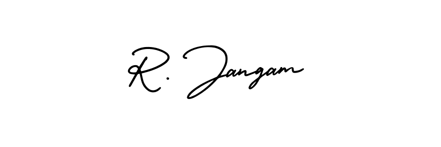 How to Draw R. Jangam signature style? AmerikaSignatureDemo-Regular is a latest design signature styles for name R. Jangam. R. Jangam signature style 3 images and pictures png