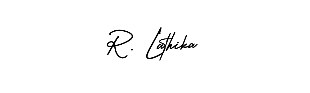 How to Draw R. Lathika signature style? AmerikaSignatureDemo-Regular is a latest design signature styles for name R. Lathika. R. Lathika signature style 3 images and pictures png