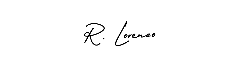 You should practise on your own different ways (AmerikaSignatureDemo-Regular) to write your name (R. Lorenzo) in signature. don't let someone else do it for you. R. Lorenzo signature style 3 images and pictures png
