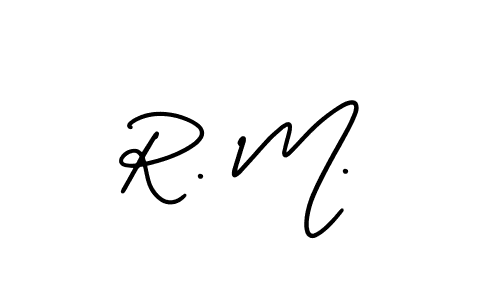 How to make R. M. name signature. Use AmerikaSignatureDemo-Regular style for creating short signs online. This is the latest handwritten sign. R. M. signature style 3 images and pictures png