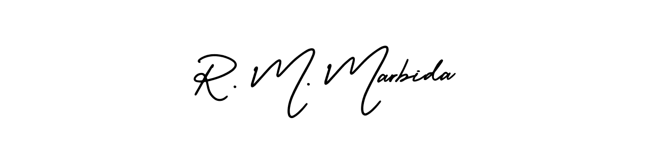 Design your own signature with our free online signature maker. With this signature software, you can create a handwritten (AmerikaSignatureDemo-Regular) signature for name R. M. Marbida. R. M. Marbida signature style 3 images and pictures png