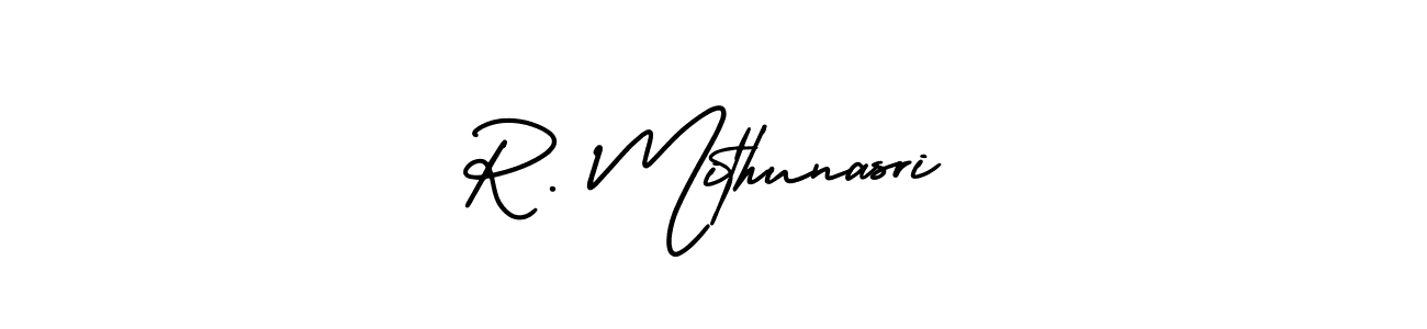 Also You can easily find your signature by using the search form. We will create R. Mithunasri name handwritten signature images for you free of cost using AmerikaSignatureDemo-Regular sign style. R. Mithunasri signature style 3 images and pictures png