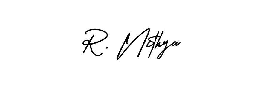 How to Draw R. Nithya signature style? AmerikaSignatureDemo-Regular is a latest design signature styles for name R. Nithya. R. Nithya signature style 3 images and pictures png