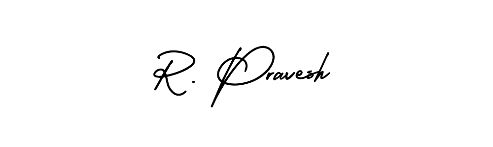 Use a signature maker to create a handwritten signature online. With this signature software, you can design (AmerikaSignatureDemo-Regular) your own signature for name R. Pravesh. R. Pravesh signature style 3 images and pictures png