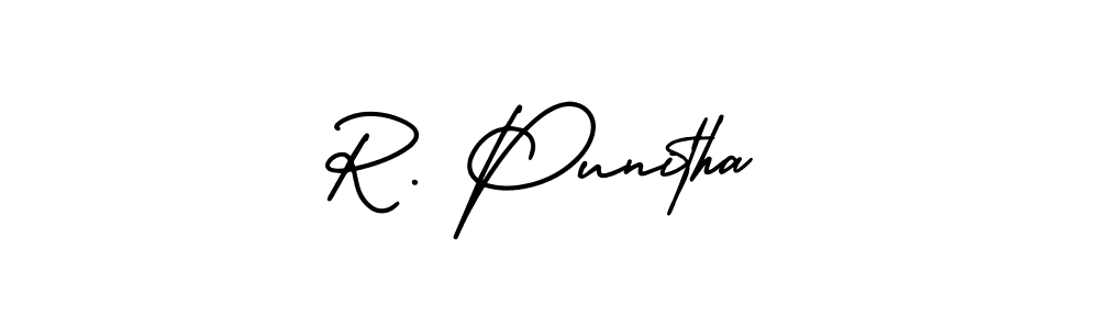 if you are searching for the best signature style for your name R. Punitha. so please give up your signature search. here we have designed multiple signature styles  using AmerikaSignatureDemo-Regular. R. Punitha signature style 3 images and pictures png