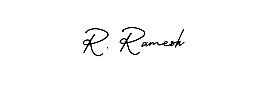 You should practise on your own different ways (AmerikaSignatureDemo-Regular) to write your name (R. Ramesh) in signature. don't let someone else do it for you. R. Ramesh signature style 3 images and pictures png