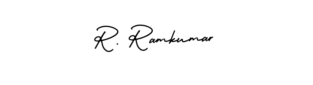 How to make R. Ramkumar name signature. Use AmerikaSignatureDemo-Regular style for creating short signs online. This is the latest handwritten sign. R. Ramkumar signature style 3 images and pictures png