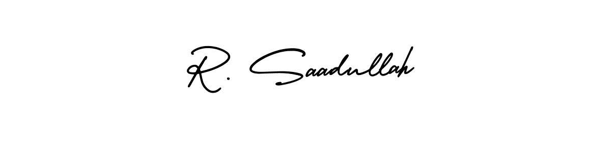 How to Draw R. Saadullah signature style? AmerikaSignatureDemo-Regular is a latest design signature styles for name R. Saadullah. R. Saadullah signature style 3 images and pictures png