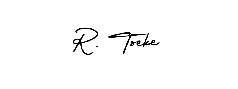 You should practise on your own different ways (AmerikaSignatureDemo-Regular) to write your name (R. Tseke) in signature. don't let someone else do it for you. R. Tseke signature style 3 images and pictures png