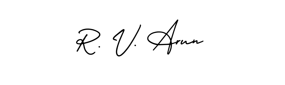 Make a short R. V. Arun signature style. Manage your documents anywhere anytime using AmerikaSignatureDemo-Regular. Create and add eSignatures, submit forms, share and send files easily. R. V. Arun signature style 3 images and pictures png