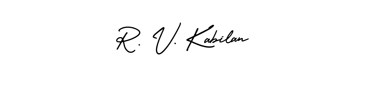 Also You can easily find your signature by using the search form. We will create R. V. Kabilan name handwritten signature images for you free of cost using AmerikaSignatureDemo-Regular sign style. R. V. Kabilan signature style 3 images and pictures png