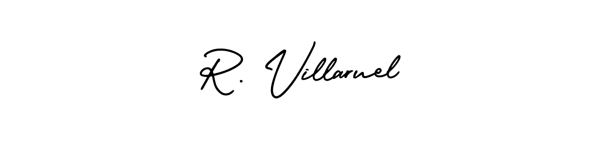 Also we have R. Villaruel name is the best signature style. Create professional handwritten signature collection using AmerikaSignatureDemo-Regular autograph style. R. Villaruel signature style 3 images and pictures png