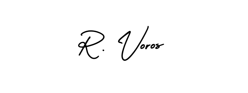 Design your own signature with our free online signature maker. With this signature software, you can create a handwritten (AmerikaSignatureDemo-Regular) signature for name R. Voros. R. Voros signature style 3 images and pictures png