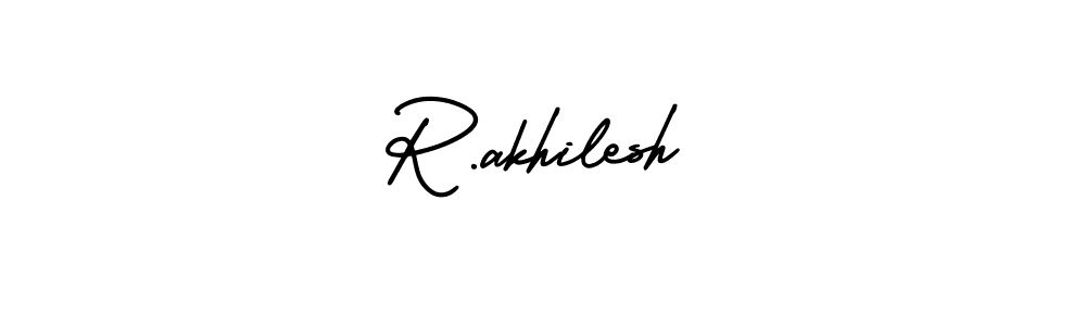 How to make R.akhilesh name signature. Use AmerikaSignatureDemo-Regular style for creating short signs online. This is the latest handwritten sign. R.akhilesh signature style 3 images and pictures png