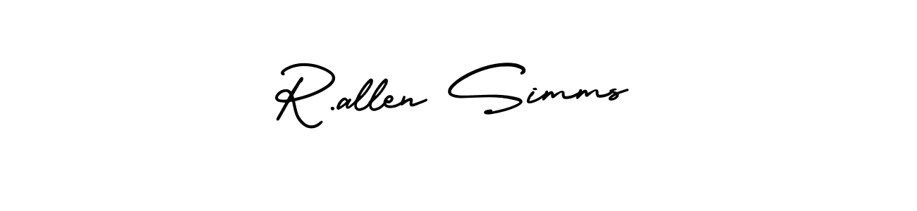 This is the best signature style for the R.allen Simms name. Also you like these signature font (AmerikaSignatureDemo-Regular). Mix name signature. R.allen Simms signature style 3 images and pictures png