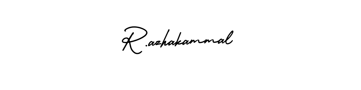 How to make R.azhakammal name signature. Use AmerikaSignatureDemo-Regular style for creating short signs online. This is the latest handwritten sign. R.azhakammal signature style 3 images and pictures png