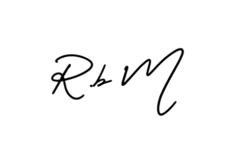 How to make R.b M name signature. Use AmerikaSignatureDemo-Regular style for creating short signs online. This is the latest handwritten sign. R.b M signature style 3 images and pictures png