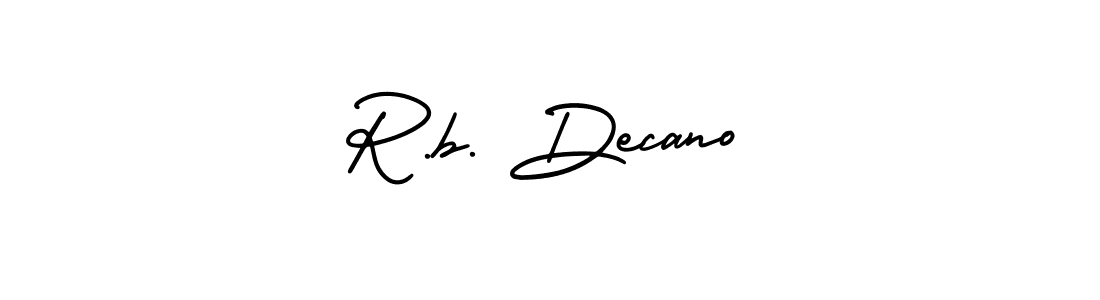 Use a signature maker to create a handwritten signature online. With this signature software, you can design (AmerikaSignatureDemo-Regular) your own signature for name R.b. Decano. R.b. Decano signature style 3 images and pictures png