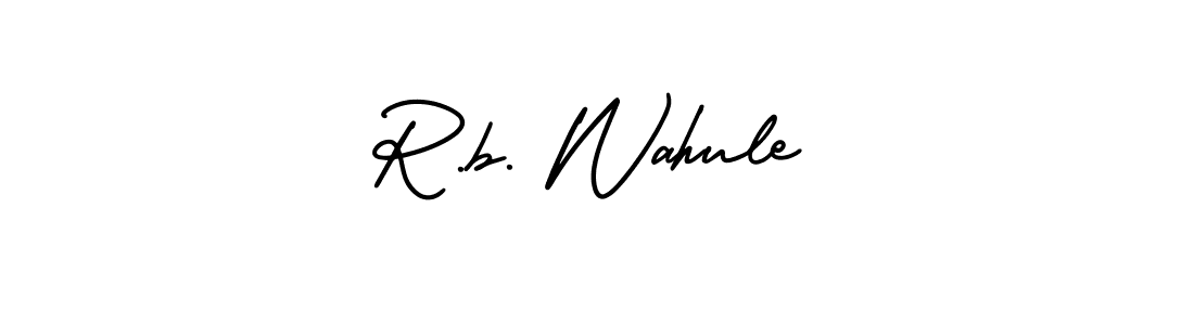 The best way (AmerikaSignatureDemo-Regular) to make a short signature is to pick only two or three words in your name. The name R.b. Wahule include a total of six letters. For converting this name. R.b. Wahule signature style 3 images and pictures png