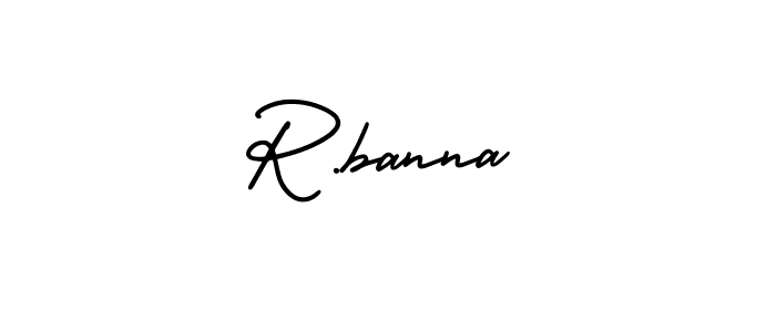 The best way (AmerikaSignatureDemo-Regular) to make a short signature is to pick only two or three words in your name. The name R.banna include a total of six letters. For converting this name. R.banna signature style 3 images and pictures png